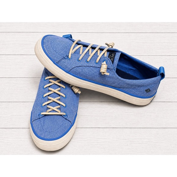 Sperry Shoes - Sperry Crest Vibe Womens Blue Chambray Linen Sneakers STS84913 Size 8.5